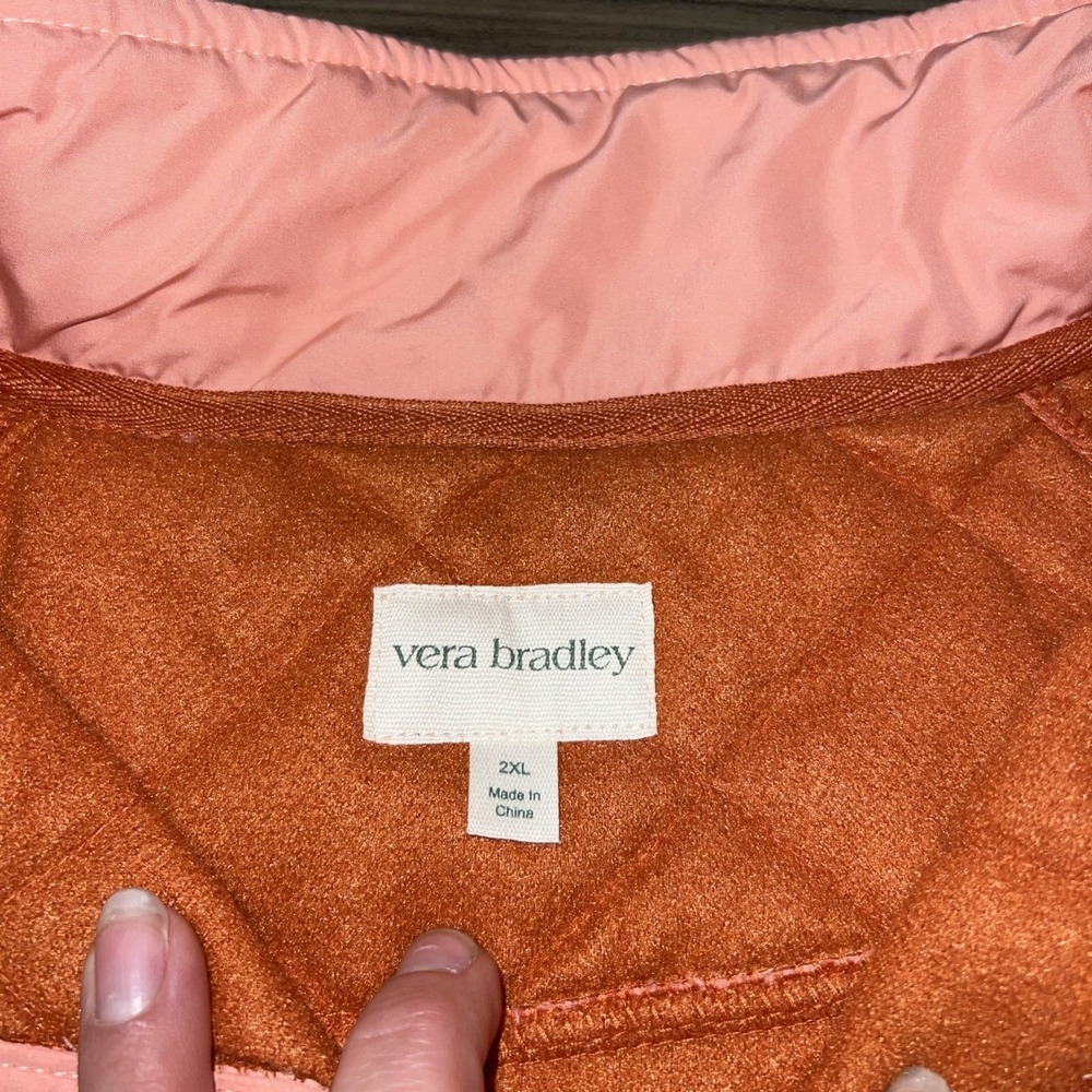 Vera Bradley Teddy Bear Fleece Colorblock Pullover Sweatshirt Orange/Pink xxl - Picture 3 of 7